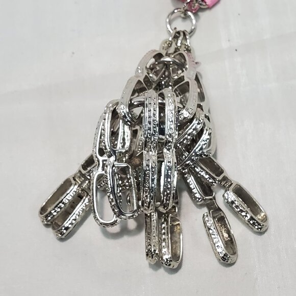 Banana Republic Pink Fabric with Silver Chain and Chunky Silver Dome Tassel Neck - Picture 8 of 9